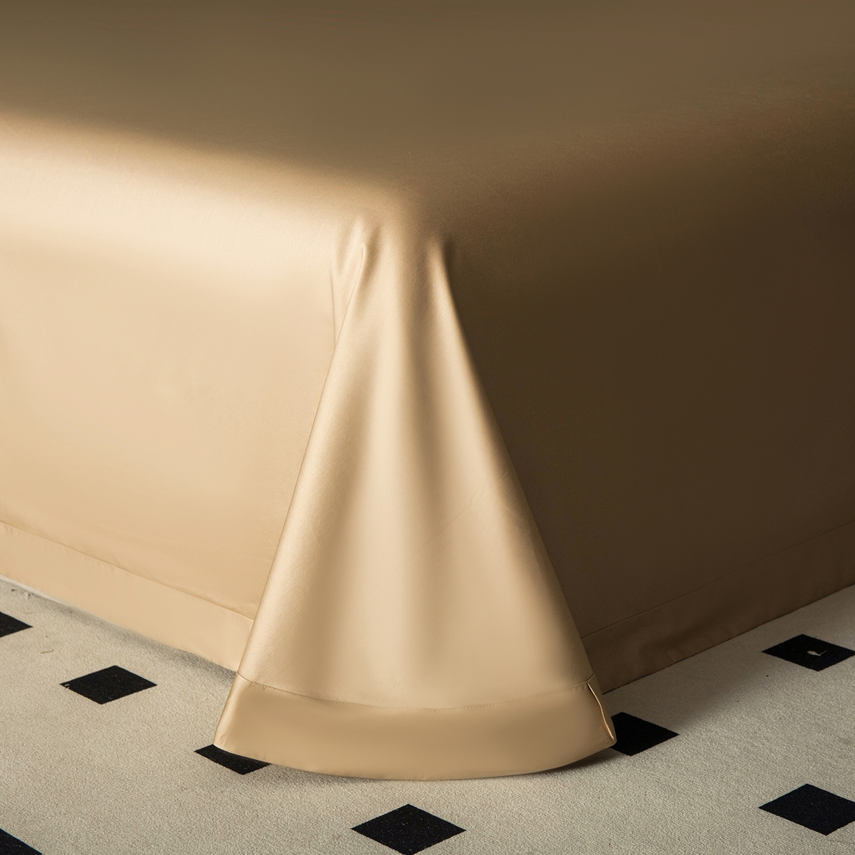 91家纺网 家纺一手货源 找家纺 洺兰家居 2025新款100支全棉新疆棉贴布工艺款四件套长绒棉贴边床单床笠床上用品套件专版（控价标准275加大285床笠275） 古娅-咖