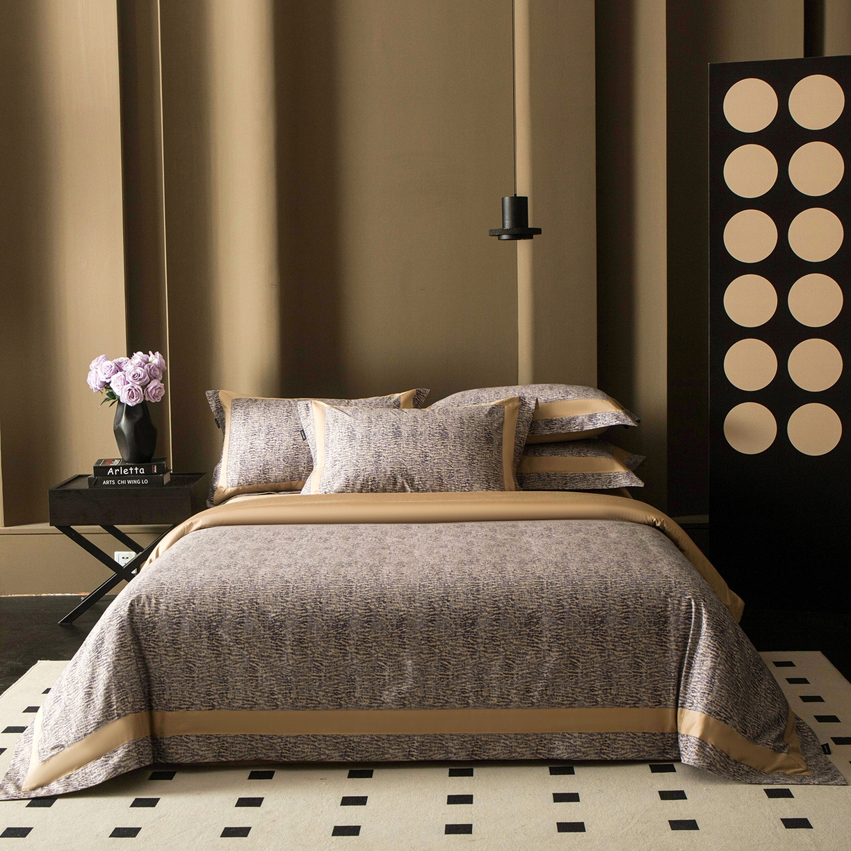 91家纺网 家纺一手货源 找家纺 洺兰家居 2025新款100支全棉新疆棉贴布工艺款四件套长绒棉贴边床单床笠床上用品套件专版（控价标准275加大285床笠275） 古娅-咖