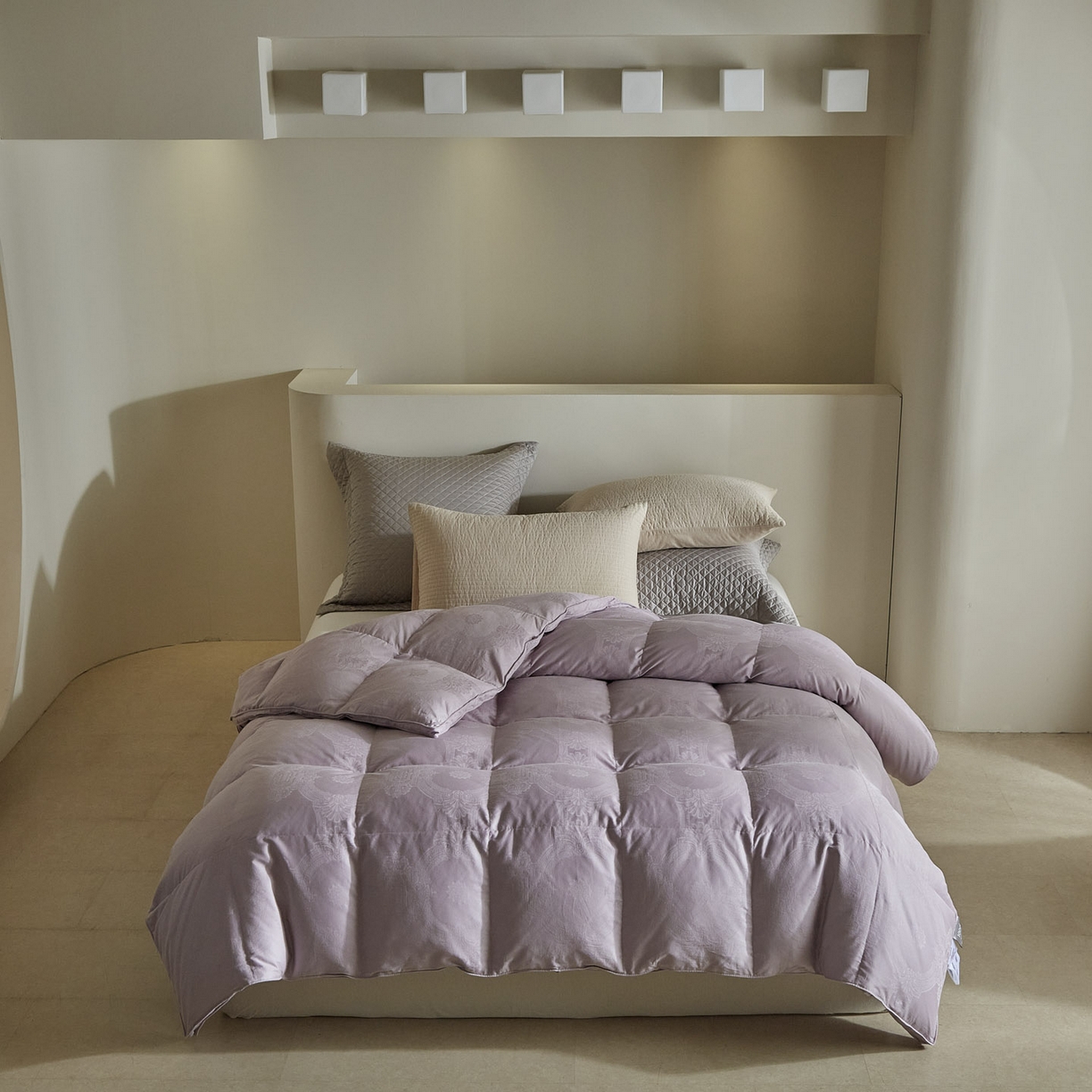 91家纺网 家纺一手货源 找家纺 暖羽屋羽绒馆 2025新款国标95白鹅绒被子 羽绒被芯60s大提花羽绒被 双人鹅绒被2米 婚庆被子 普希斯 紫