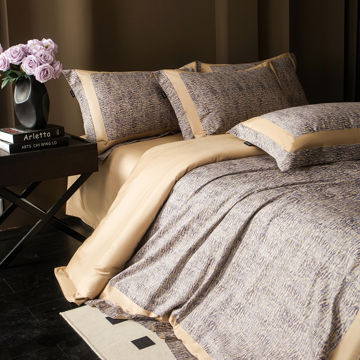 91家纺网 家纺一手货源 找家纺 洺兰家居 2025新款100支全棉新疆棉贴布工艺款四件套长绒棉贴边床单床笠床上用品套件专版（控价标准275加大285床笠275） 古娅-咖