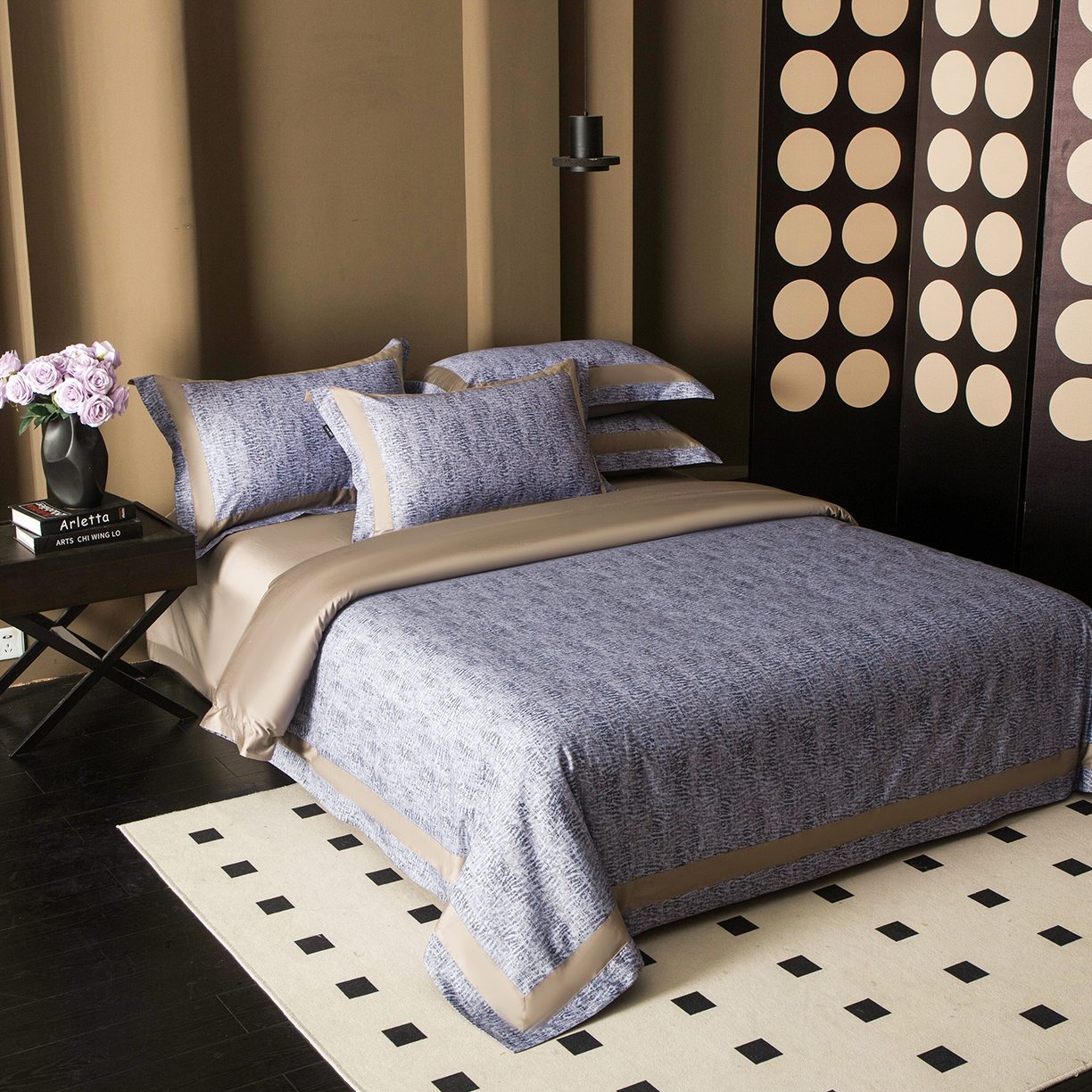 91家纺网 家纺一手货源 找家纺 洺兰家居 2025新款100支全棉新疆棉贴布工艺款四件套长绒棉贴边床单床笠床上用品套件专版（控价标准275加大285床笠275） 古娅-兰