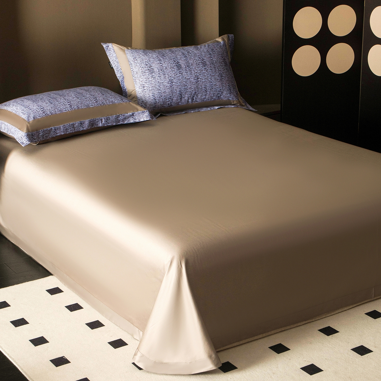 91家纺网 家纺一手货源 找家纺 洺兰家居 2025新款100支全棉新疆棉贴布工艺款四件套长绒棉贴边床单床笠床上用品套件专版（控价标准275加大285床笠275） 古娅-兰