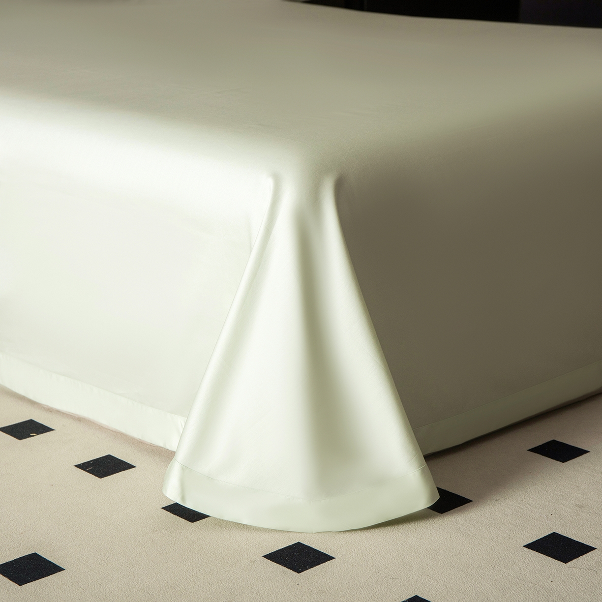 91家纺网 家纺一手货源 找家纺 洺兰家居 2025新款100支全棉新疆棉贴布工艺款四件套长绒棉贴边床单床笠床上用品套件专版（控价标准275加大285床笠275） 卡斯纳-绿