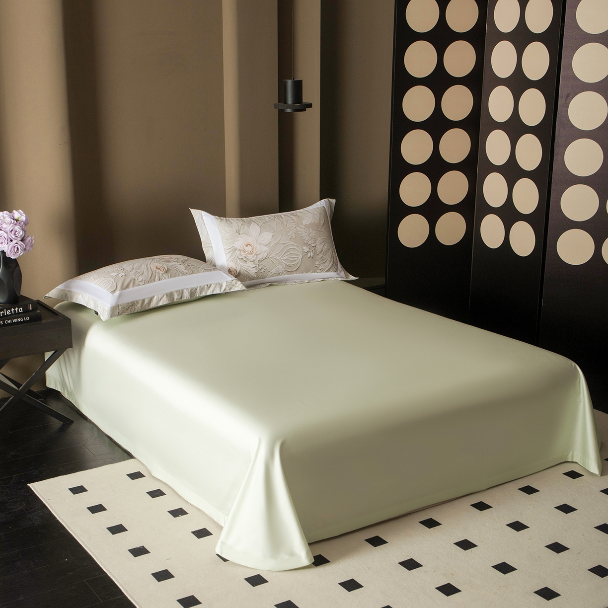 91家纺网 家纺一手货源 找家纺 洺兰家居 2025新款100支全棉新疆棉贴布工艺款四件套长绒棉贴边床单床笠床上用品套件专版（控价标准275加大285床笠275） 卡斯纳-绿