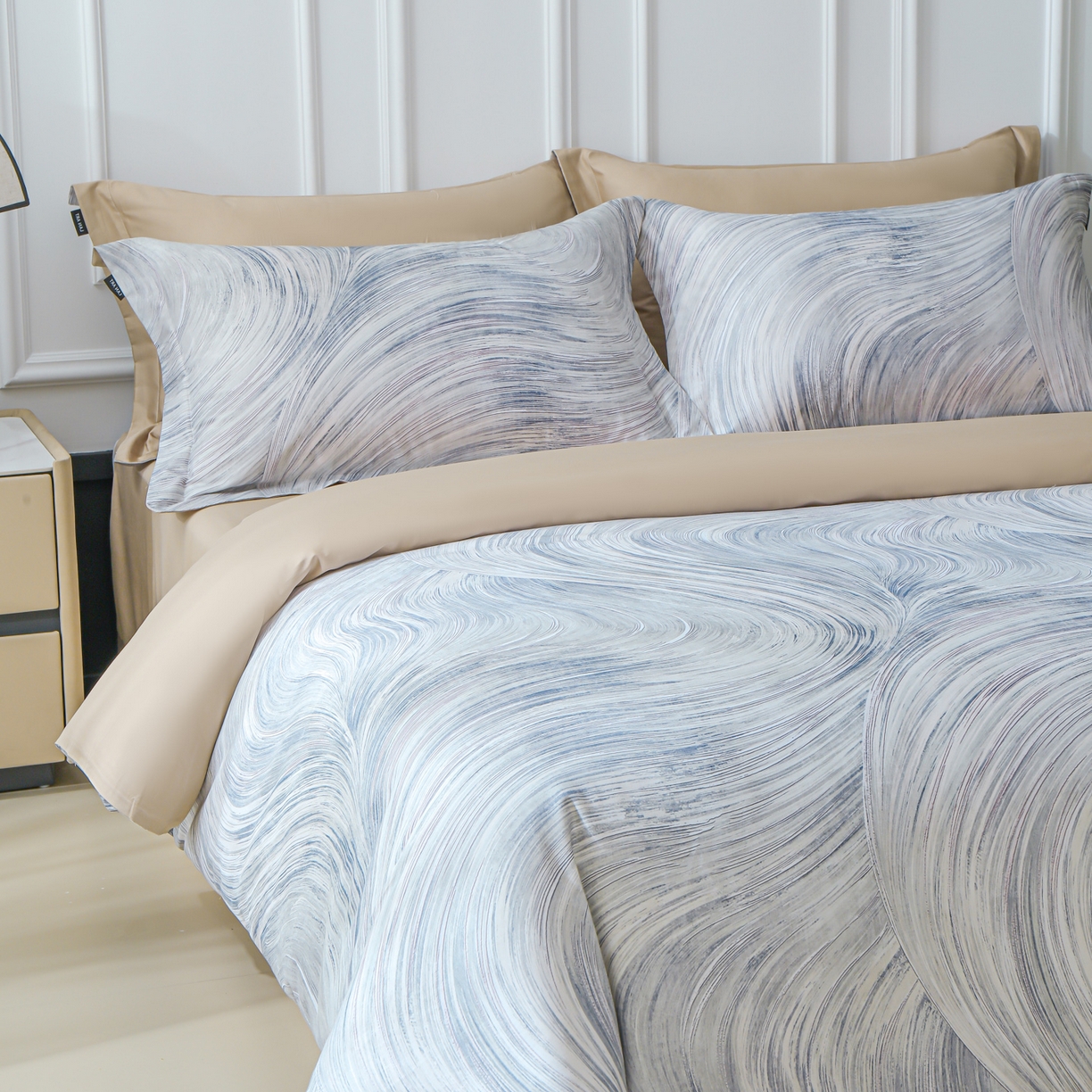 91家纺网 家纺一手货源 找家纺 洺兰家居 2025新款100支全棉新疆棉数码印花四件套长绒棉贴边床单床笠床上用品套件-专版（控价标准235加大255床笠245） 墨尔本