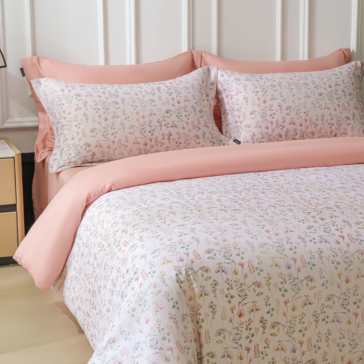 91家纺网 家纺一手货源 找家纺 （总）洺兰家居 2025新款100支全棉新疆棉数码印花四件套长绒棉贴边床单床笠床上用品套件-专版（控价标准235加大255床笠245）