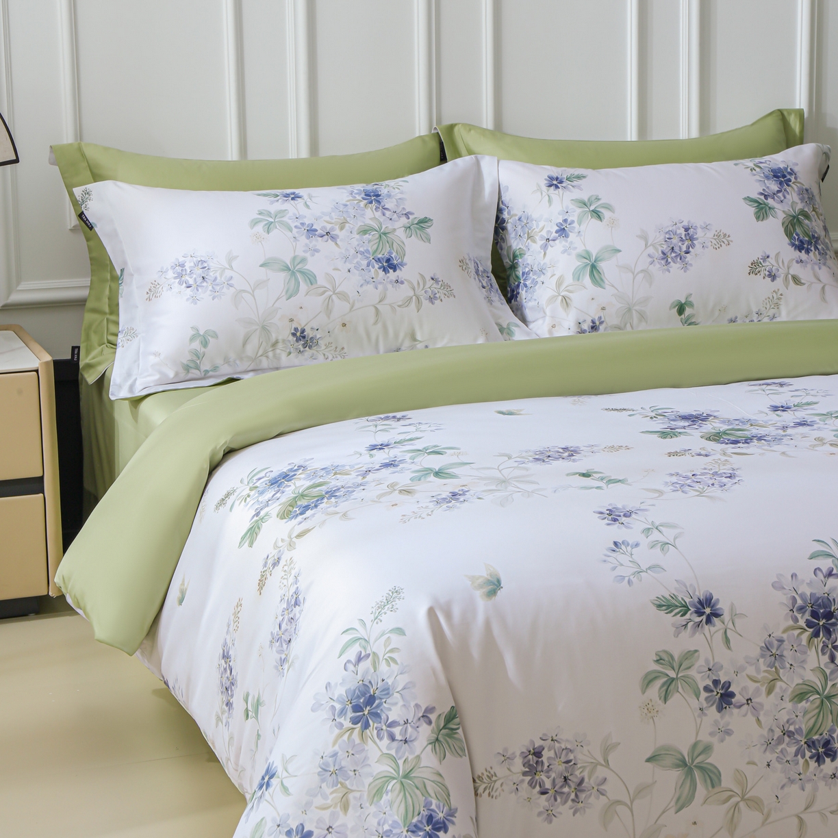 91家纺网 家纺一手货源 找家纺 （总）洺兰家居 2025新款100支全棉新疆棉数码印花四件套长绒棉贴边床单床笠床上用品套件-专版（控价标准235加大255床笠245）