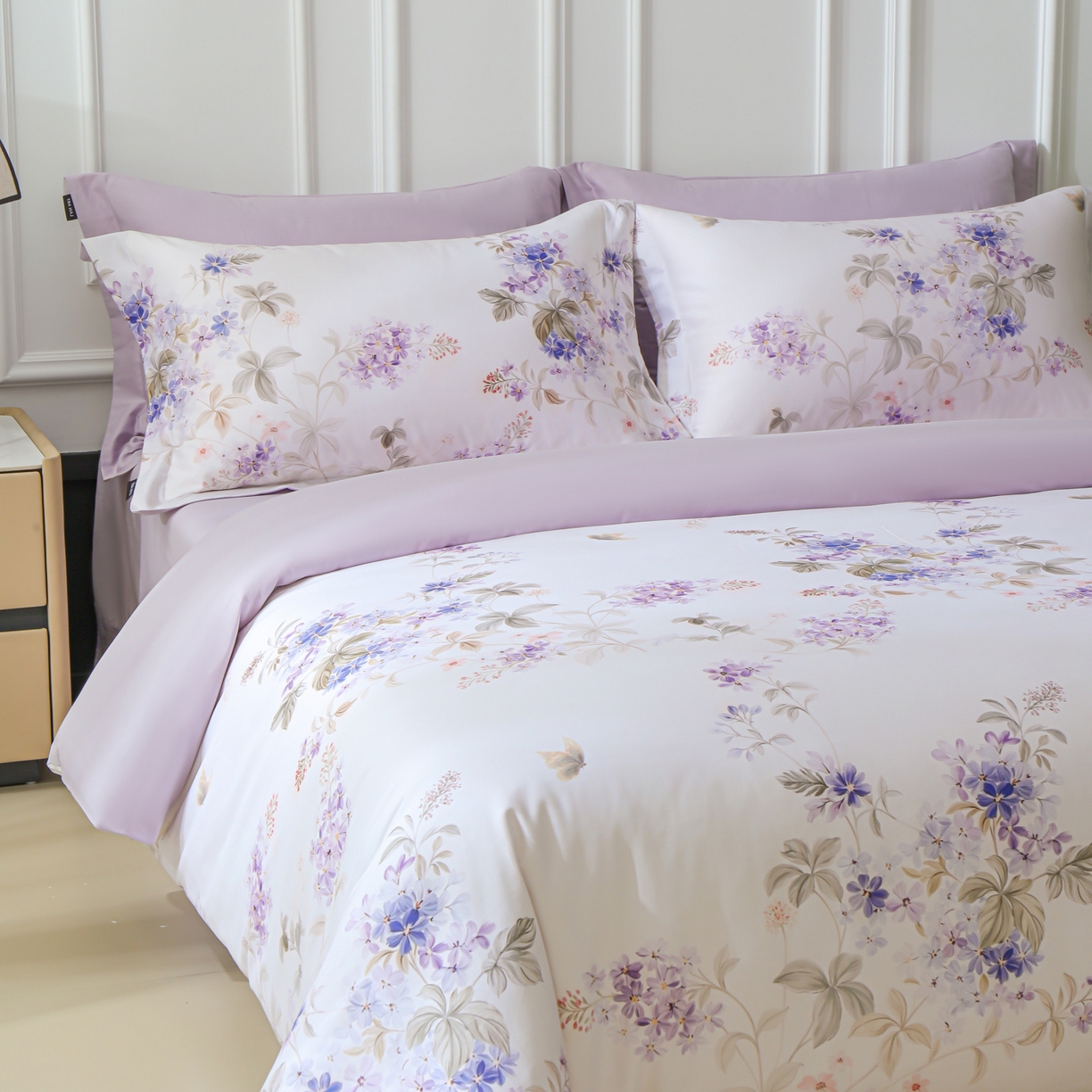 91家纺网 家纺一手货源 找家纺 （总）洺兰家居 2025新款100支全棉新疆棉数码印花四件套长绒棉贴边床单床笠床上用品套件-专版（控价标准235加大255床笠245）