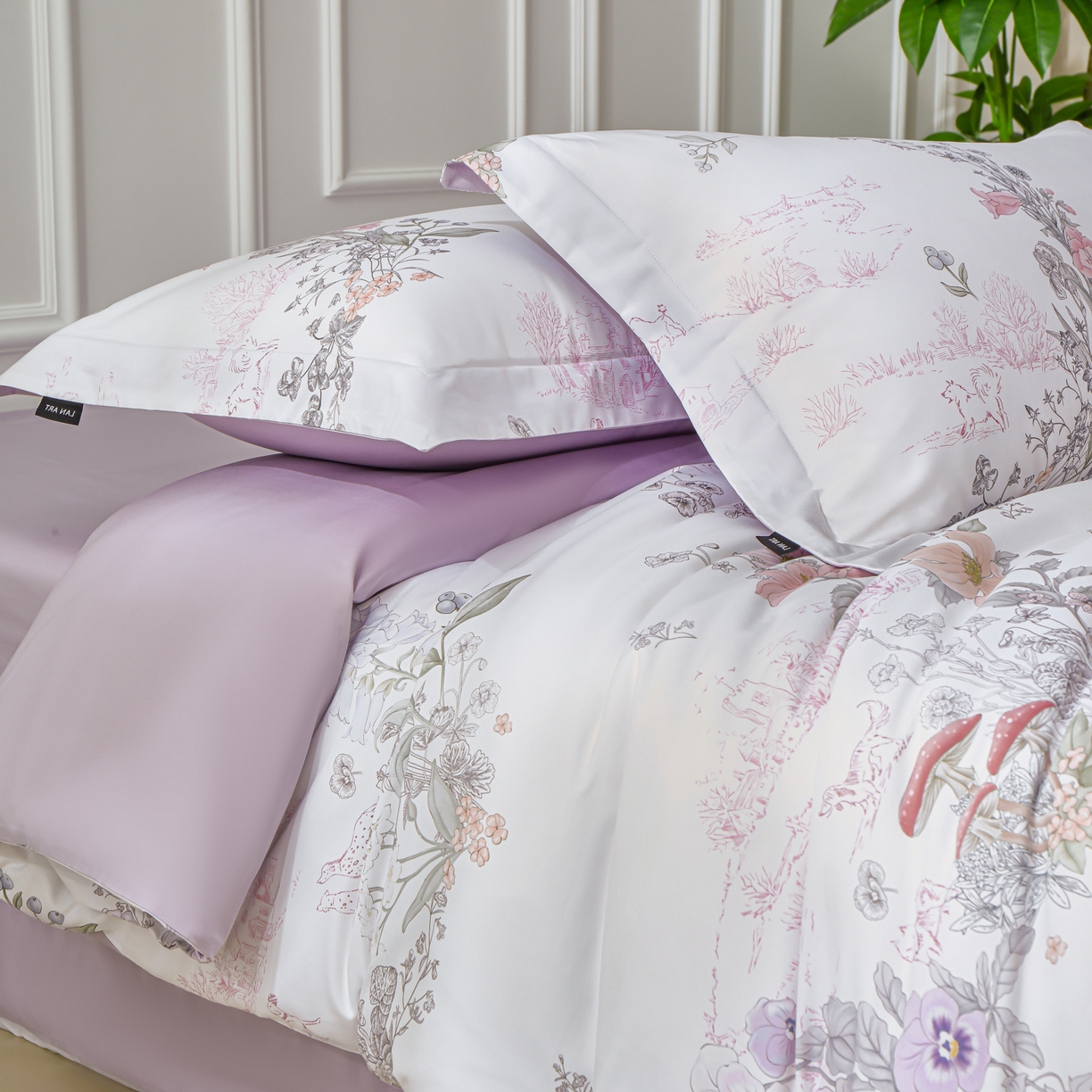 91家纺网 家纺一手货源 找家纺 洺兰家居 2025新款100支全棉新疆棉数码印花四件套长绒棉贴边床单床笠床上用品套件-专版（控价标准235加大255床笠245） 阿泰勒