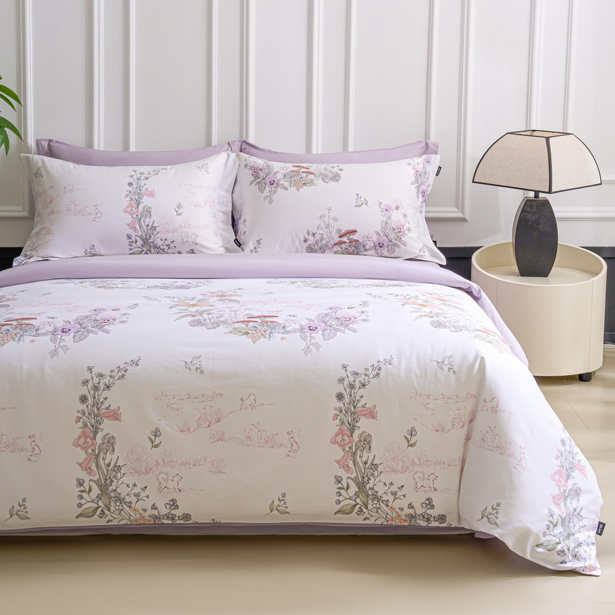 91家纺网 家纺一手货源 找家纺 洺兰家居 2025新款100支全棉新疆棉数码印花四件套长绒棉贴边床单床笠床上用品套件-专版（控价标准235加大255床笠245） 阿泰勒