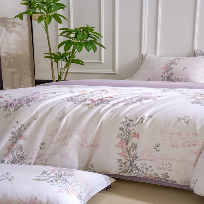 91家纺网 家纺一手货源 找家纺 洺兰家居 2025新款100支全棉新疆棉数码印花四件套长绒棉贴边床单床笠床上用品套件-专版（控价标准235加大255床笠245） 阿泰勒