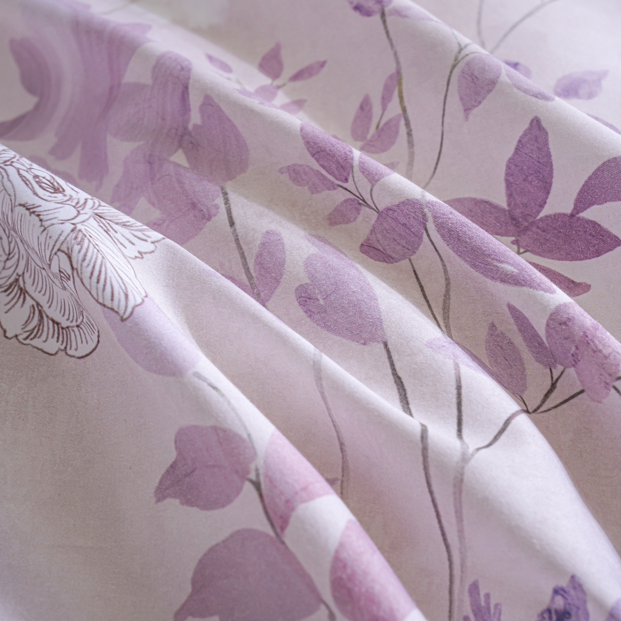 91家纺网 家纺一手货源 找家纺 洺兰家居 2025新款100支全棉新疆棉数码印花四件套长绒棉贴边床单床笠床上用品套件-专版（控价标准235加大255床笠245） 后庭花