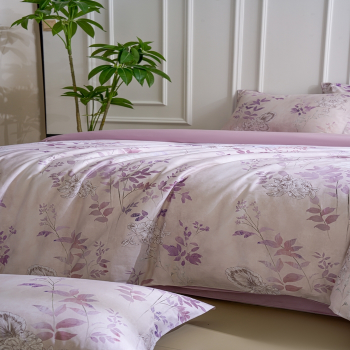 91家纺网 家纺一手货源 找家纺 洺兰家居 2025新款100支全棉新疆棉数码印花四件套长绒棉贴边床单床笠床上用品套件-专版（控价标准235加大255床笠245） 后庭花