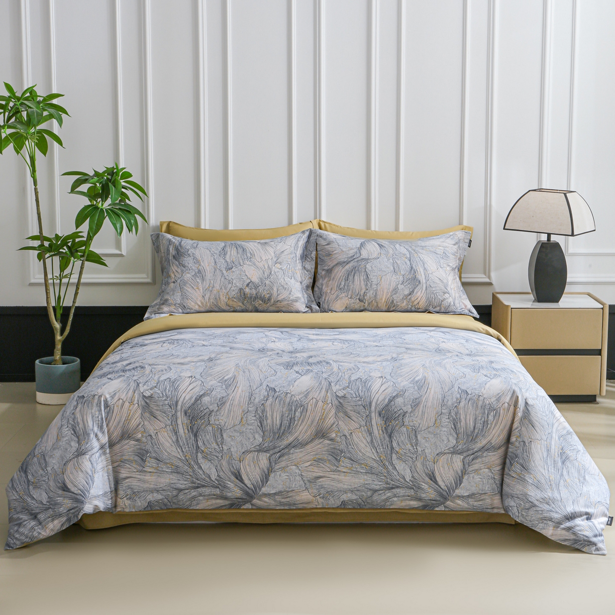 91家纺网 家纺一手货源 找家纺 洺兰家居 2025新款100支全棉新疆棉数码印花四件套长绒棉贴边床单床笠床上用品套件-专版（控价标准235加大255床笠245） 凯特琳