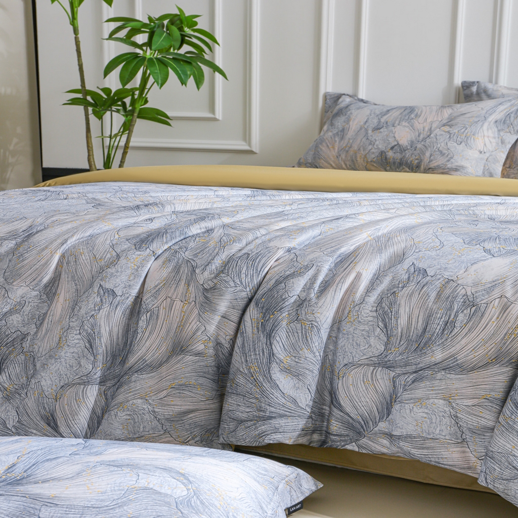 91家纺网 家纺一手货源 找家纺 洺兰家居 2025新款100支全棉新疆棉数码印花四件套长绒棉贴边床单床笠床上用品套件-专版（控价标准235加大255床笠245） 凯特琳