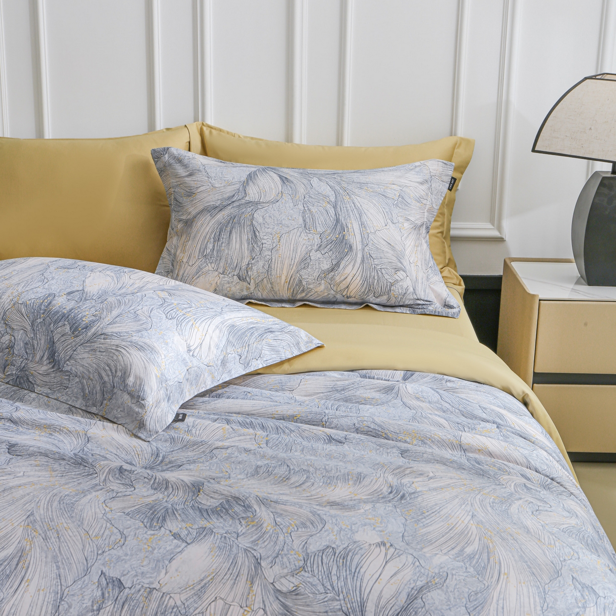 91家纺网 家纺一手货源 找家纺 洺兰家居 2025新款100支全棉新疆棉数码印花四件套长绒棉贴边床单床笠床上用品套件-专版（控价标准235加大255床笠245） 凯特琳