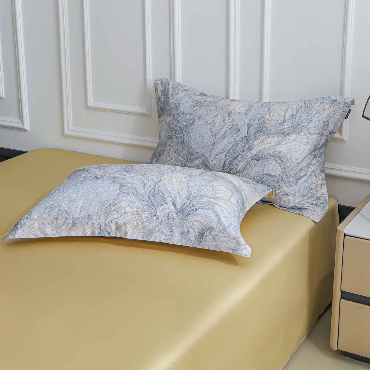 91家纺网 家纺一手货源 找家纺 洺兰家居 2025新款100支全棉新疆棉数码印花四件套长绒棉贴边床单床笠床上用品套件-专版（控价标准235加大255床笠245） 凯特琳