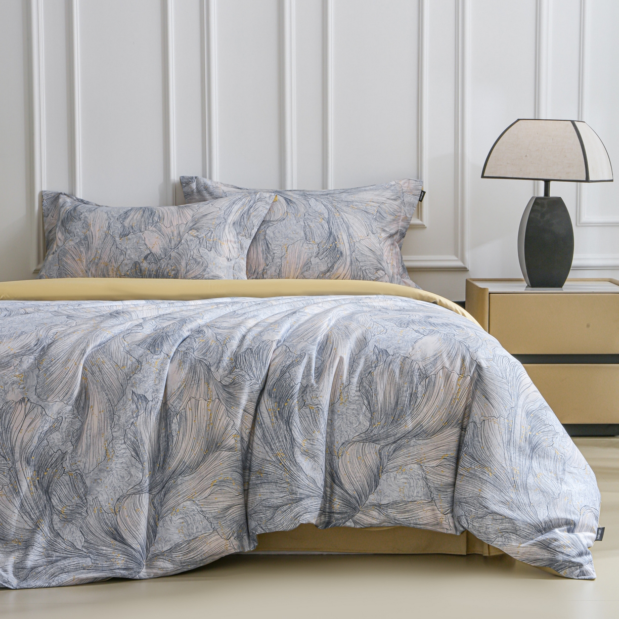 91家纺网 家纺一手货源 找家纺 洺兰家居 2025新款100支全棉新疆棉数码印花四件套长绒棉贴边床单床笠床上用品套件-专版（控价标准235加大255床笠245） 凯特琳