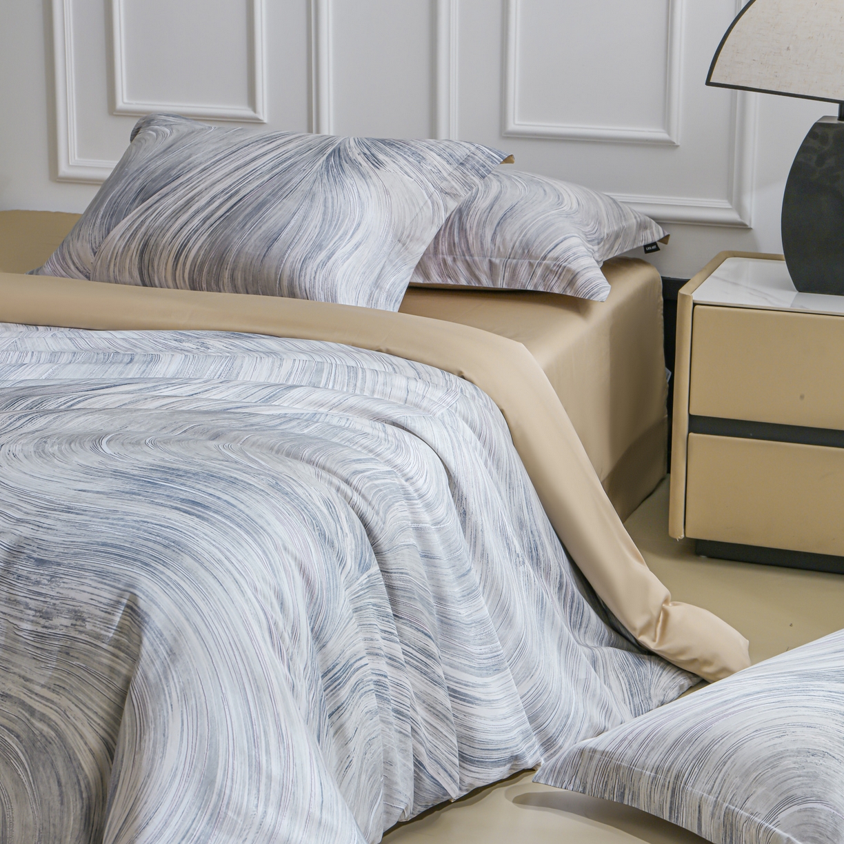 91家纺网 家纺一手货源 找家纺 洺兰家居 2025新款100支全棉新疆棉数码印花四件套长绒棉贴边床单床笠床上用品套件-专版（控价标准235加大255床笠245） 墨尔本