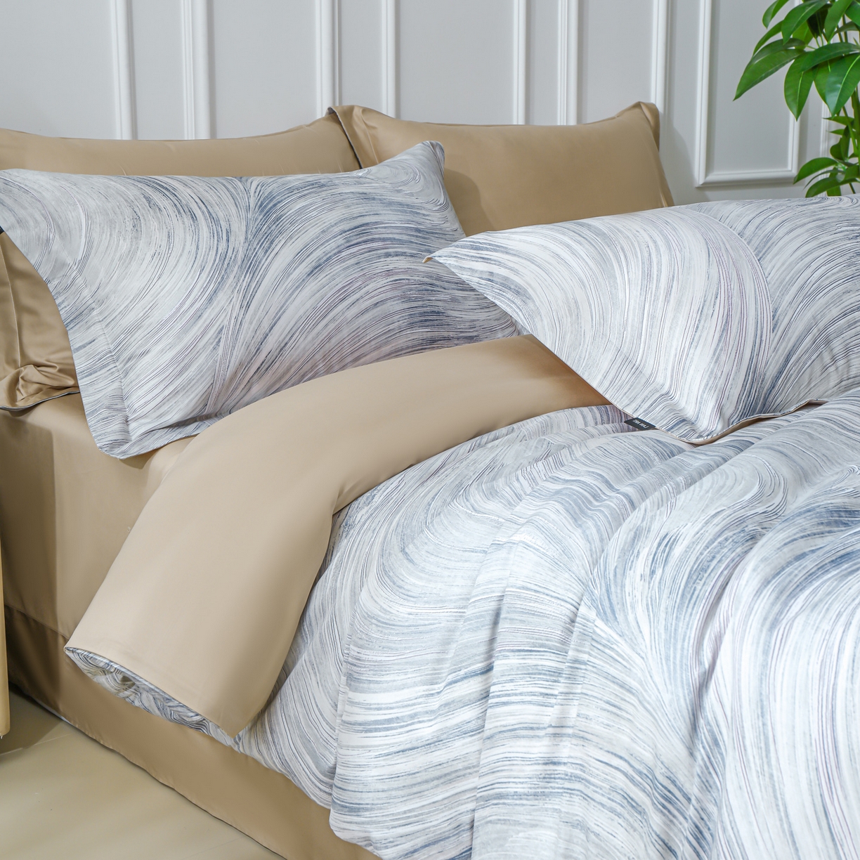 91家纺网 家纺一手货源 找家纺 洺兰家居 2025新款100支全棉新疆棉数码印花四件套长绒棉贴边床单床笠床上用品套件-专版（控价标准235加大255床笠245） 墨尔本