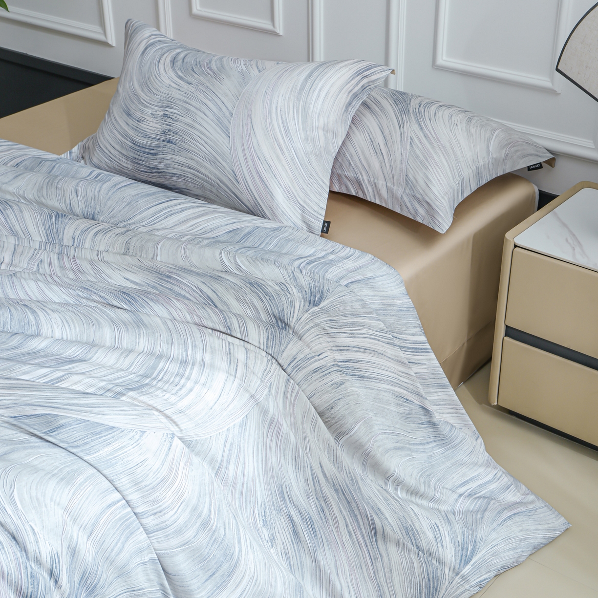 91家纺网 家纺一手货源 找家纺 洺兰家居 2025新款100支全棉新疆棉数码印花四件套长绒棉贴边床单床笠床上用品套件-专版（控价标准235加大255床笠245） 墨尔本