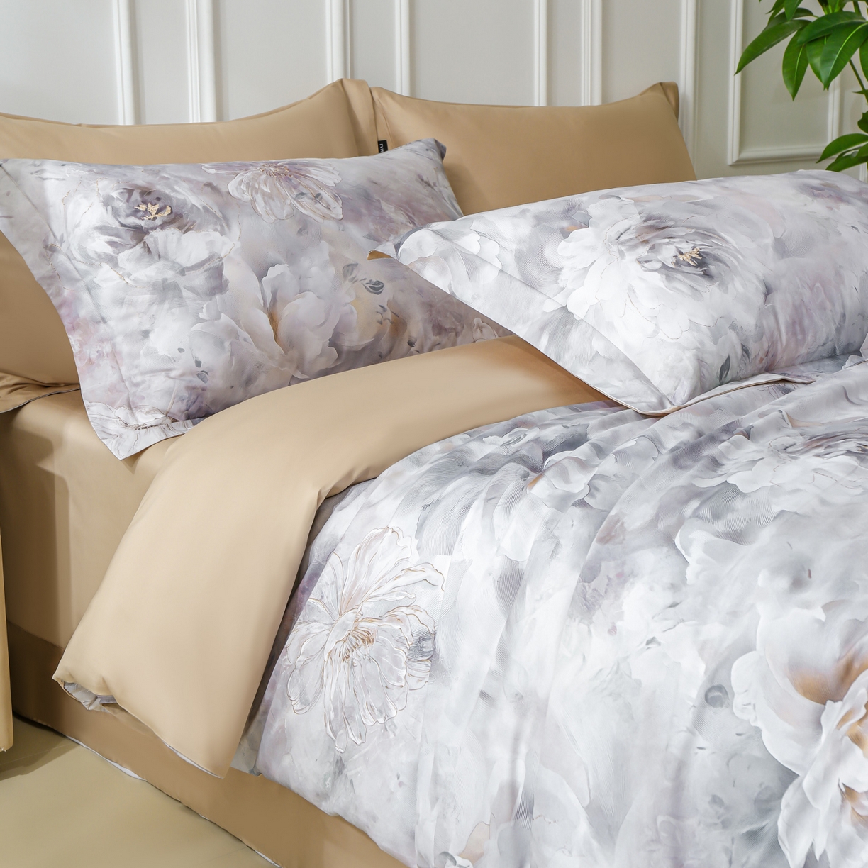 91家纺网 家纺一手货源 找家纺 洺兰家居 2025新款100支全棉新疆棉数码印花四件套长绒棉贴边床单床笠床上用品套件-专版（控价标准235加大255床笠245） 雾里看花