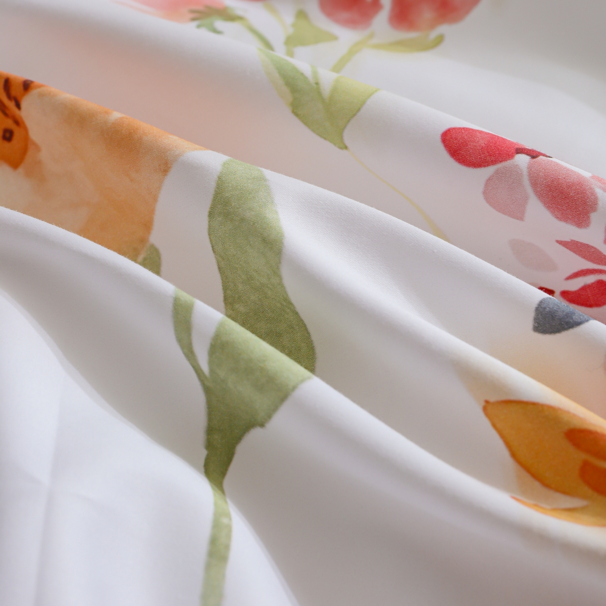 91家纺网 家纺一手货源 找家纺 洺兰家居 2025新款100支全棉新疆棉数码印花四件套长绒棉贴边床单床笠床上用品套件-专版（控价标准235加大255床笠245） 夏日和煦