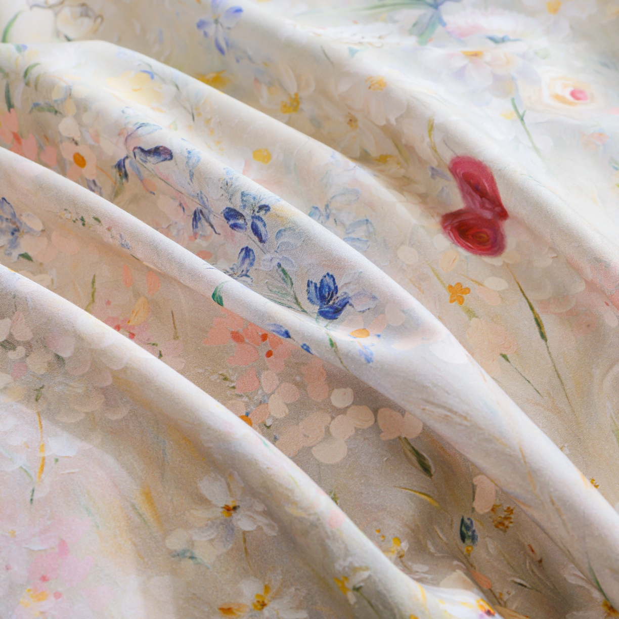 91家纺网 家纺一手货源 找家纺 洺兰家居 2025新款100支全棉新疆棉数码印花四件套长绒棉贴边床单床笠床上用品套件-专版（控价标准235加大255床笠245） 绚丽花溪