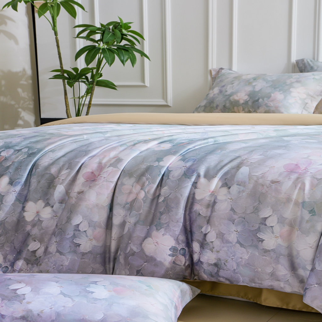 91家纺网 家纺一手货源 找家纺 洺兰家居 2025新款100支全棉新疆棉数码印花四件套长绒棉贴边床单床笠床上用品套件-专版（控价标准235加大255床笠245） 伊甸花园-绿