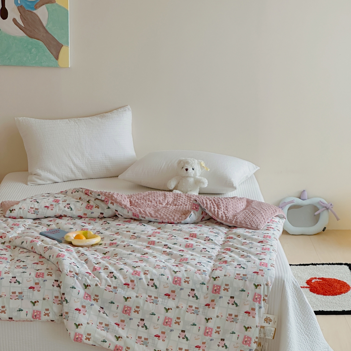 91家纺网 家纺一手货源 找家纺 月夏 2025新款全棉数码印花高克重豆豆被 熊熊乐园