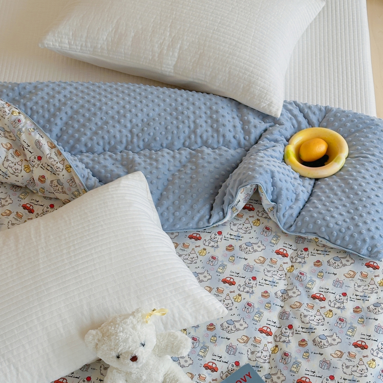 91家纺网 家纺一手货源 找家纺 （总）月夏 2025新款全棉数码印花高克重豆豆被