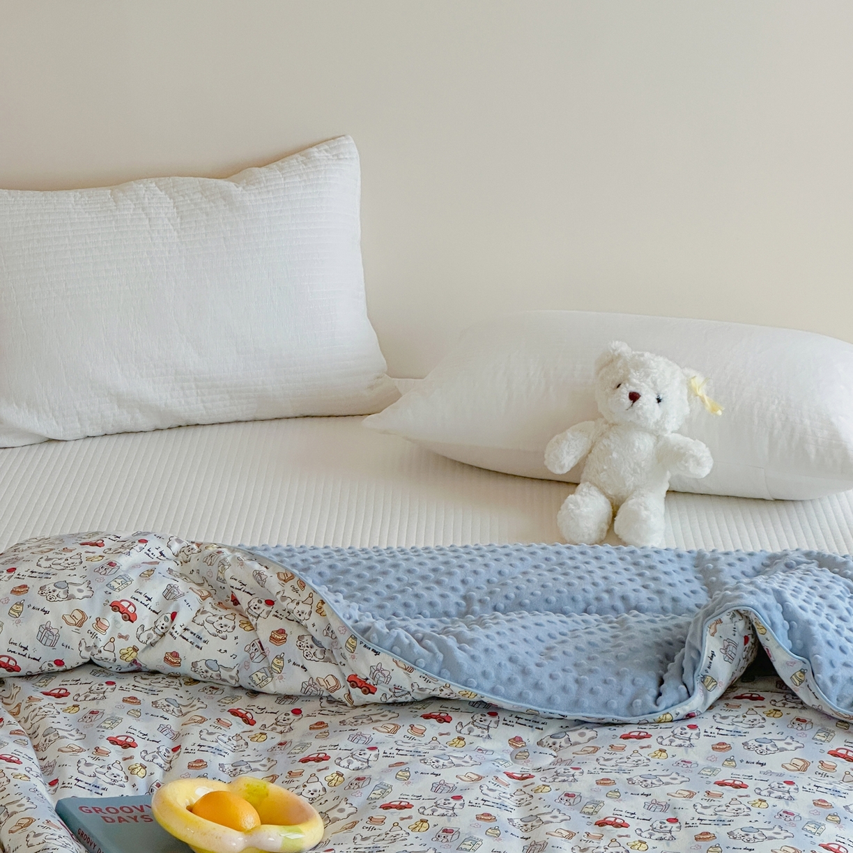 91家纺网 家纺一手货源 找家纺 月夏 2025新款全棉数码印花高克重豆豆被 快乐狗