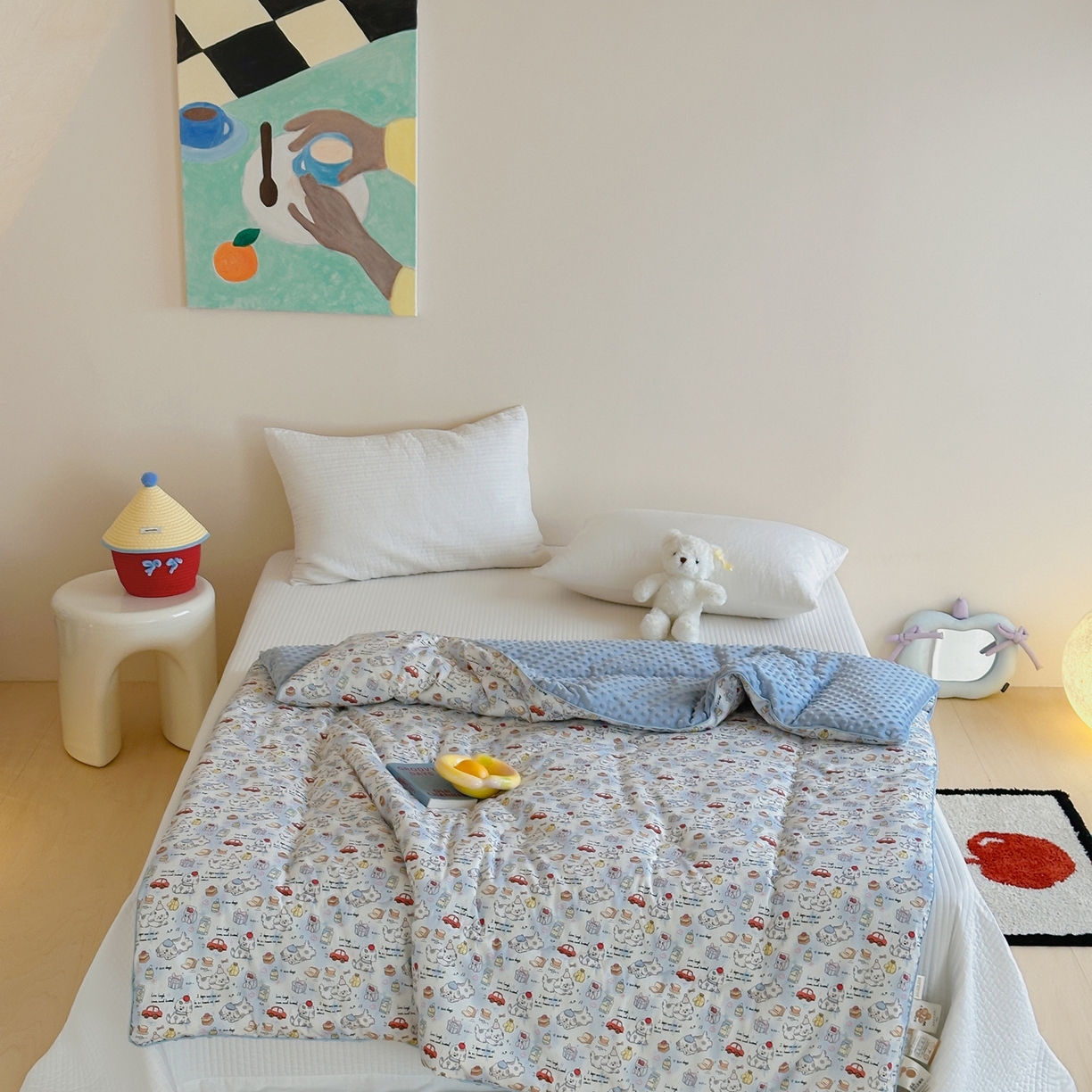 91家纺网 家纺一手货源 找家纺 月夏 2025新款全棉数码印花高克重豆豆被 快乐狗