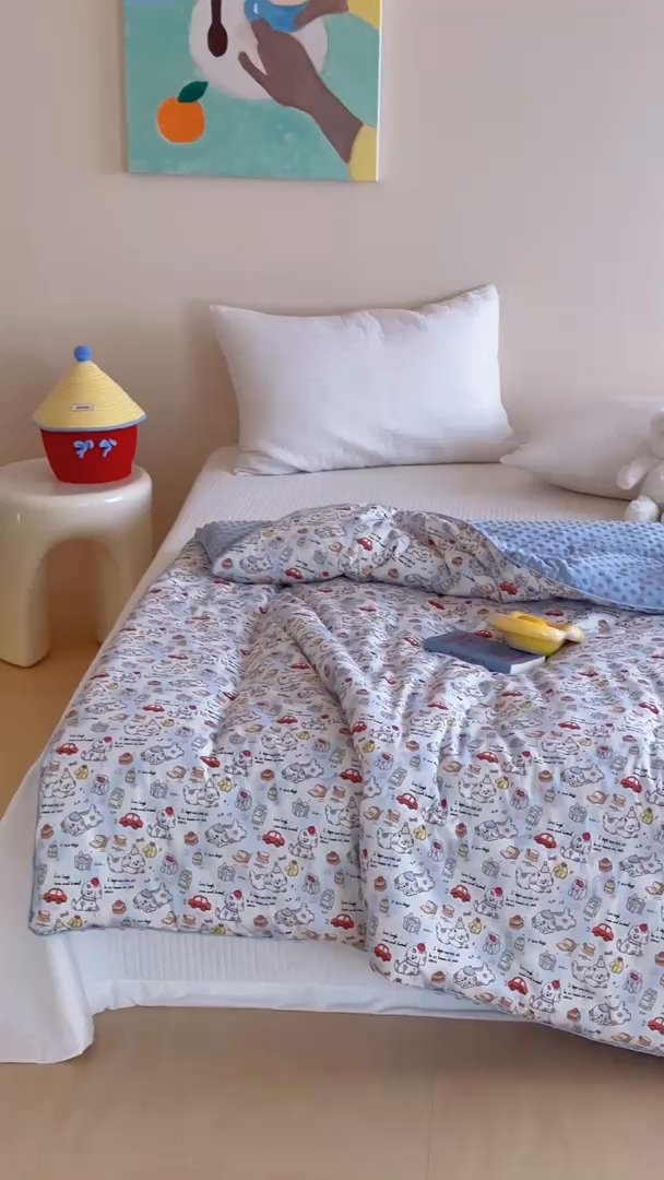 91家纺网 家纺一手货源 找家纺 （总）月夏 2025新款全棉数码印花高克重豆豆被