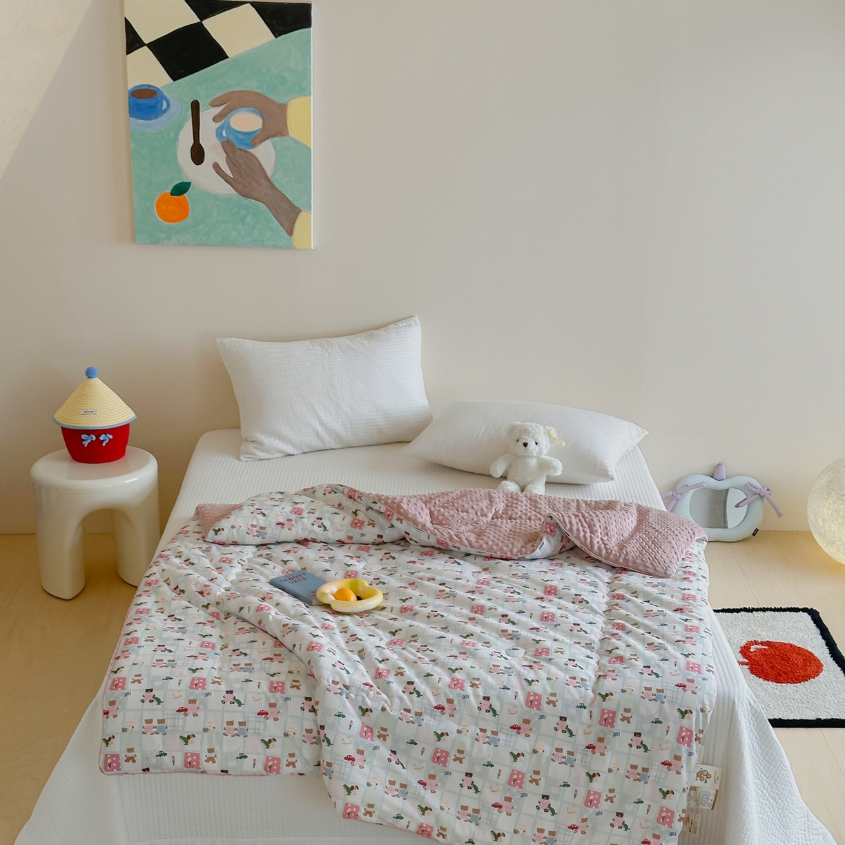 91家纺网 家纺一手货源 找家纺 月夏 2025新款全棉数码印花高克重豆豆被 熊熊乐园