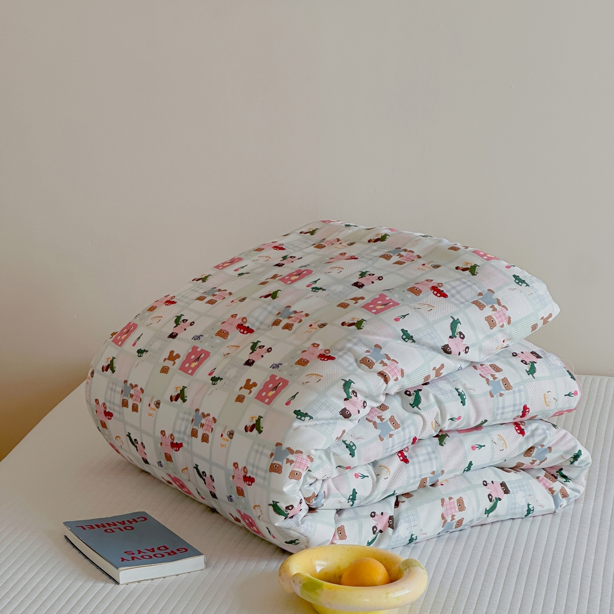 91家纺网 家纺一手货源 找家纺 月夏 2025新款全棉数码印花高克重豆豆被 熊熊乐园