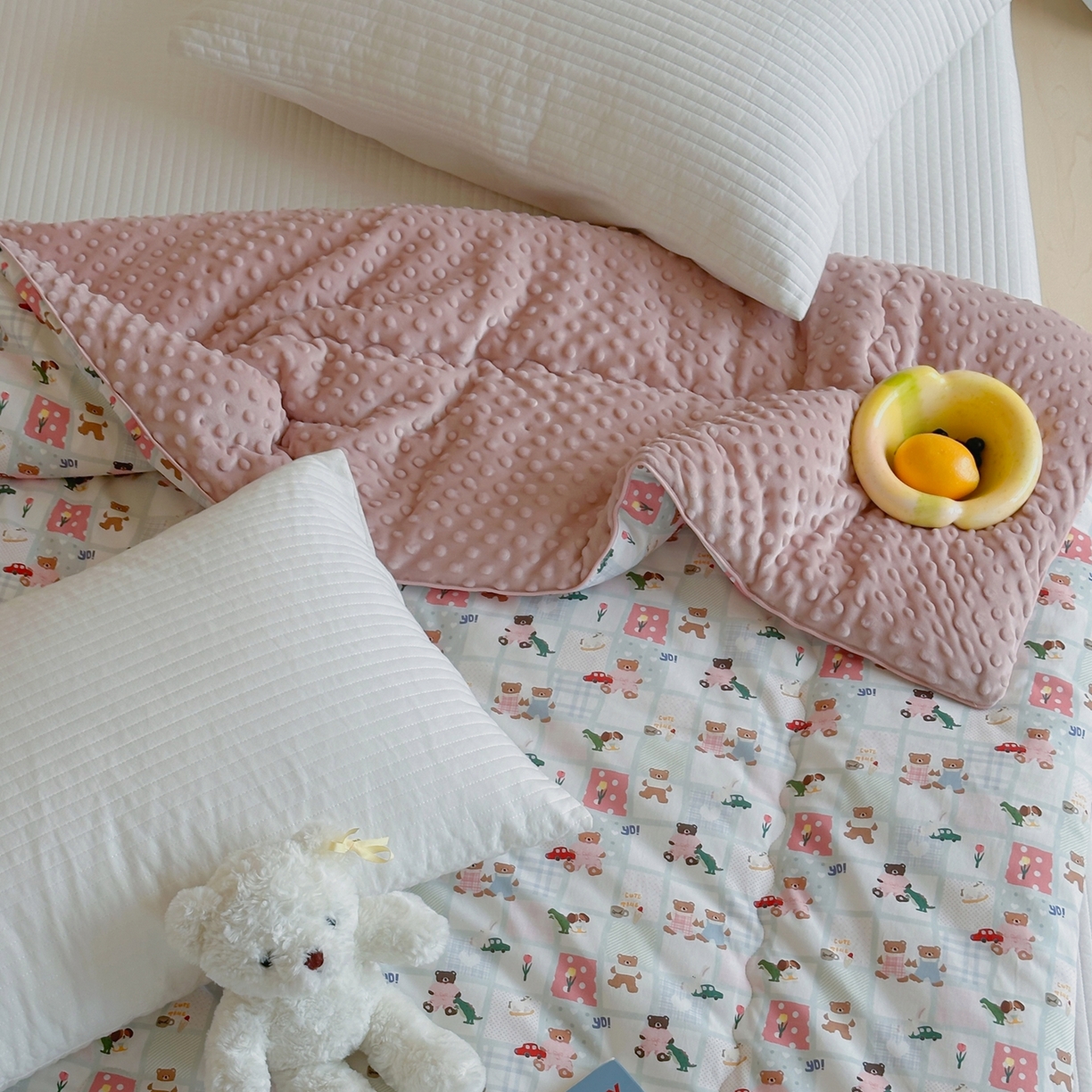 91家纺网 家纺一手货源 找家纺 月夏 2025新款全棉数码印花高克重豆豆被 熊熊乐园