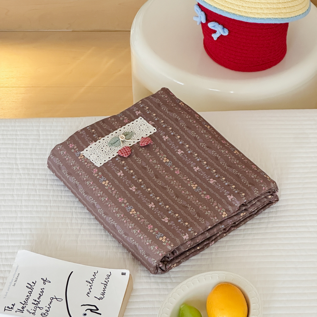 91家纺网 家纺一手货源 找家纺 月夏 2025新款双层纱韩式小碎花被套 花丛间-紫