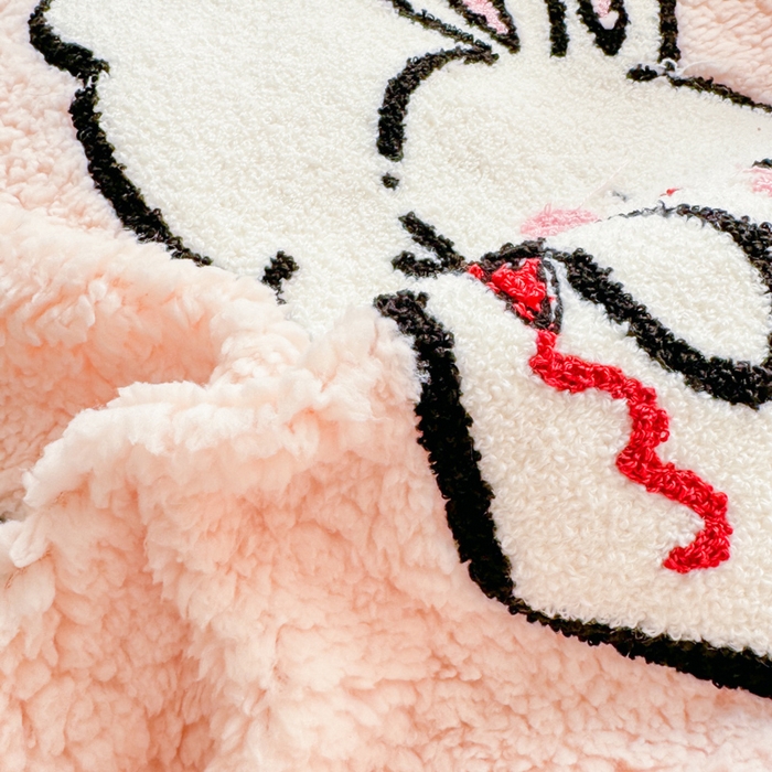 91家纺网 家纺一手货源 找家纺 懒猫家纺 2025新款羊羔绒毛巾绣四件套 绘画兔