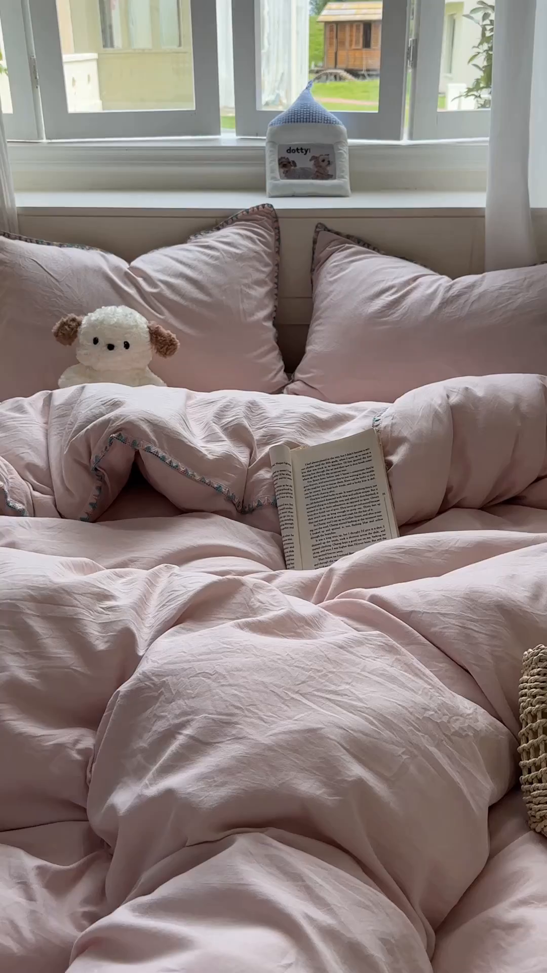 91家纺网 家纺一手货源 找家纺 冕悠家纺 2025新款A类七彩贝壳边水洗棉四件套 七彩-藕粉