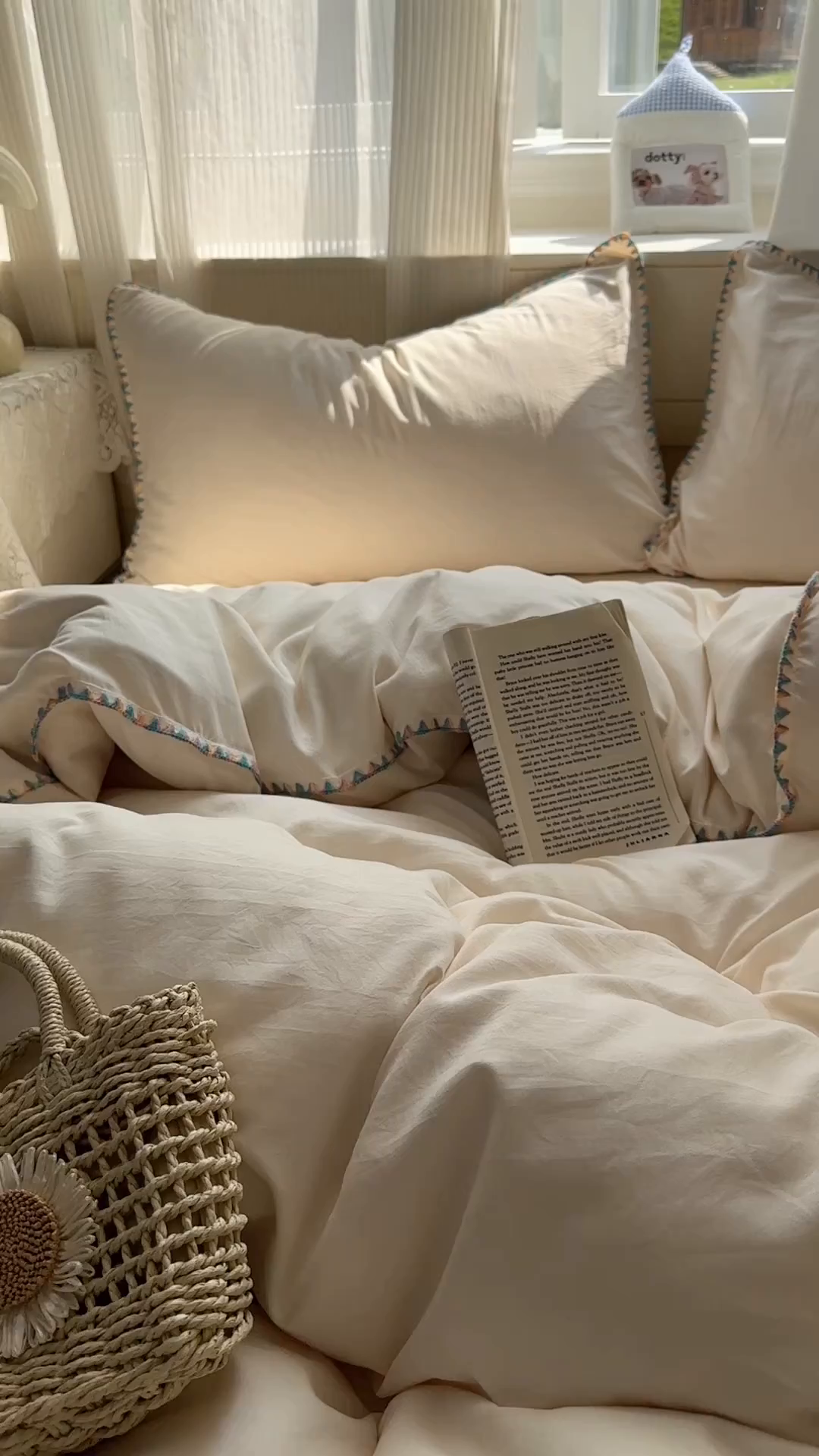 91家纺网 家纺一手货源 找家纺 冕悠家纺 2025新款A类七彩贝壳边水洗棉四件套 七彩-芝士粉