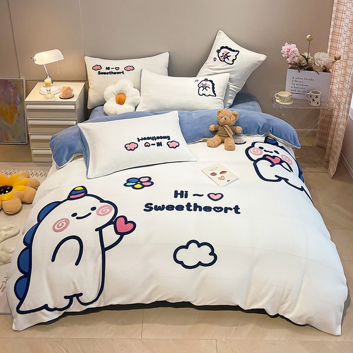 91家纺网 家纺一手货源 找家纺 （总）懒猫家纺 2025新款牛奶绒毛巾绣四件套