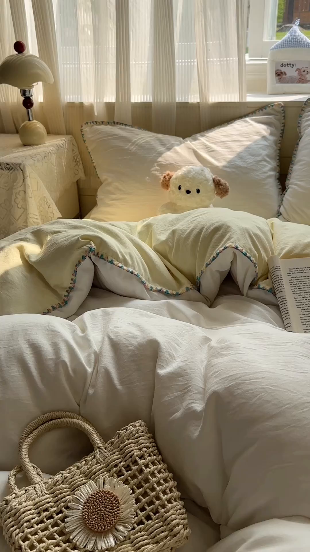 91家纺网 家纺一手货源 找家纺 冕悠家纺 2025新款A类七彩贝壳边水洗棉四件套 七彩-芝士奶白