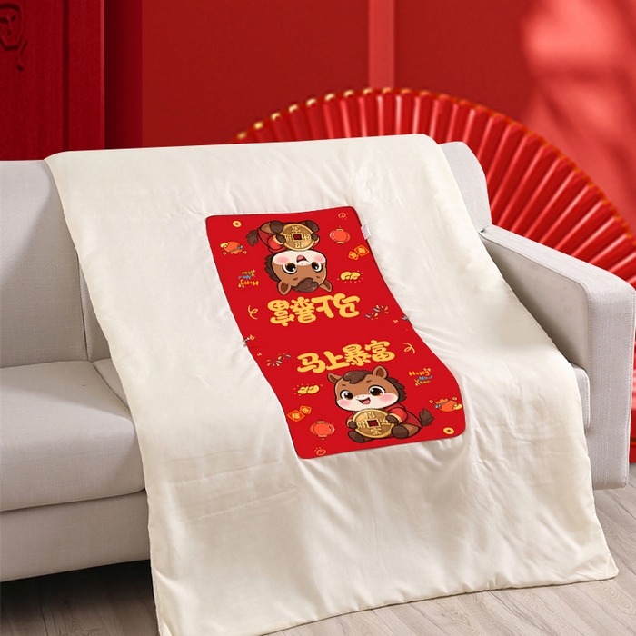91家纺网 家纺一手货源 找家纺 （总）金纳抱枕被 2026新款 ‘马上暴富’ 新年抱枕被