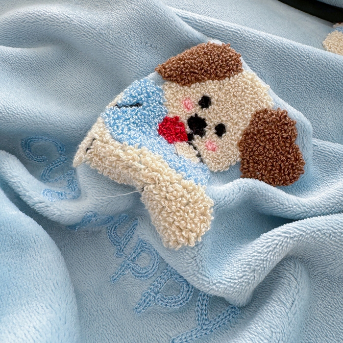 91家纺网 家纺一手货源 找家纺 懒猫家纺 2025新款牛奶绒毛巾绣四件套 狗狗联盟