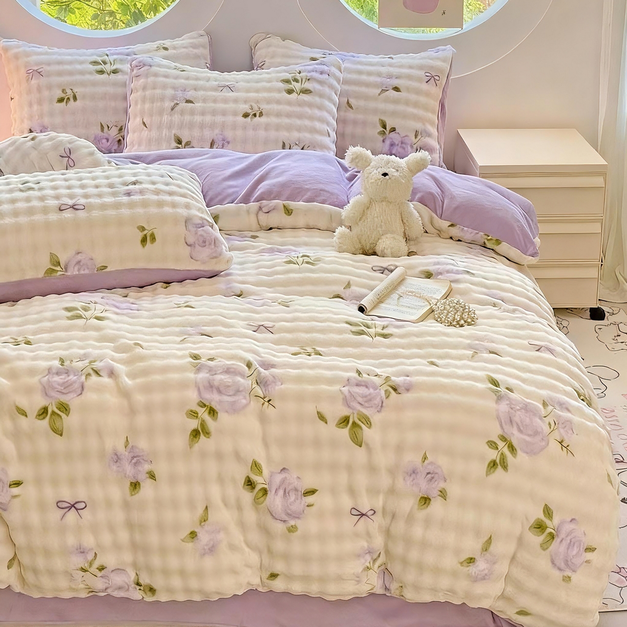 91家纺网 家纺一手货源 找家纺 （总）梦纤绒 2025新款保暖舒适亲肤泡泡绒四件套