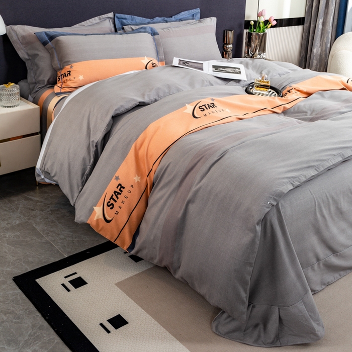 91家纺网 家纺一手货源 找家纺 威布斯家居 2025年9月更新全棉磨毛四件套 C全明星-灰