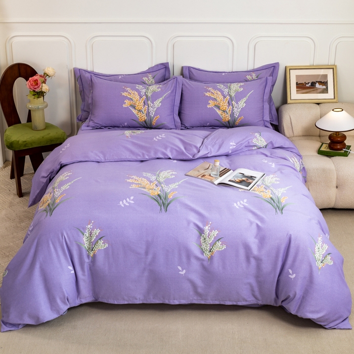 威布斯家居 2025年9月更新全棉磨毛四件套 D丰收季节-紫