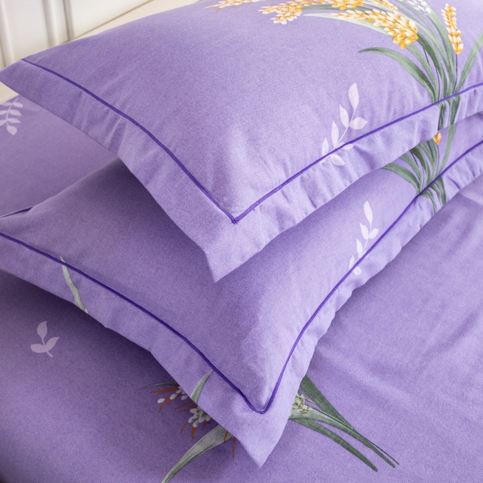 91家纺网 家纺一手货源 找家纺 威布斯家居 2025年9月更新全棉磨毛四件套 D丰收季节-紫