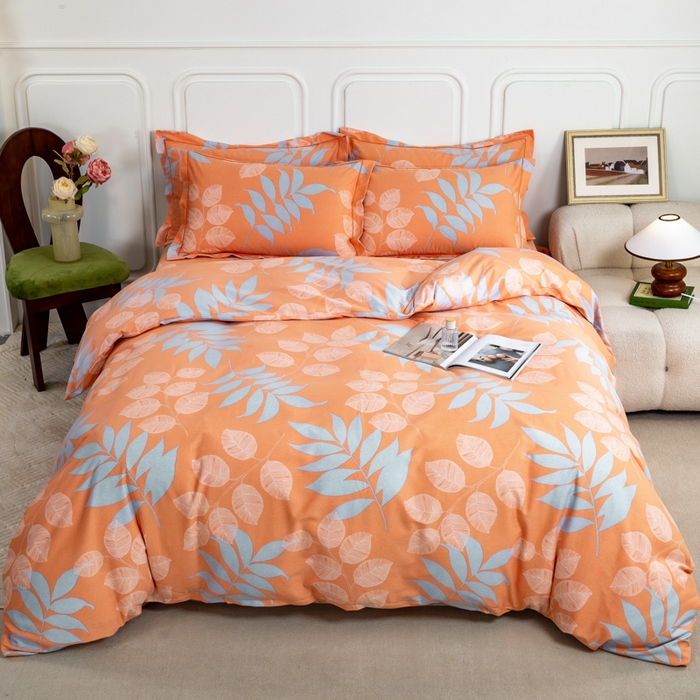 威布斯家居 2025年9月更新全棉磨毛四件套 D花开曼舞-桔